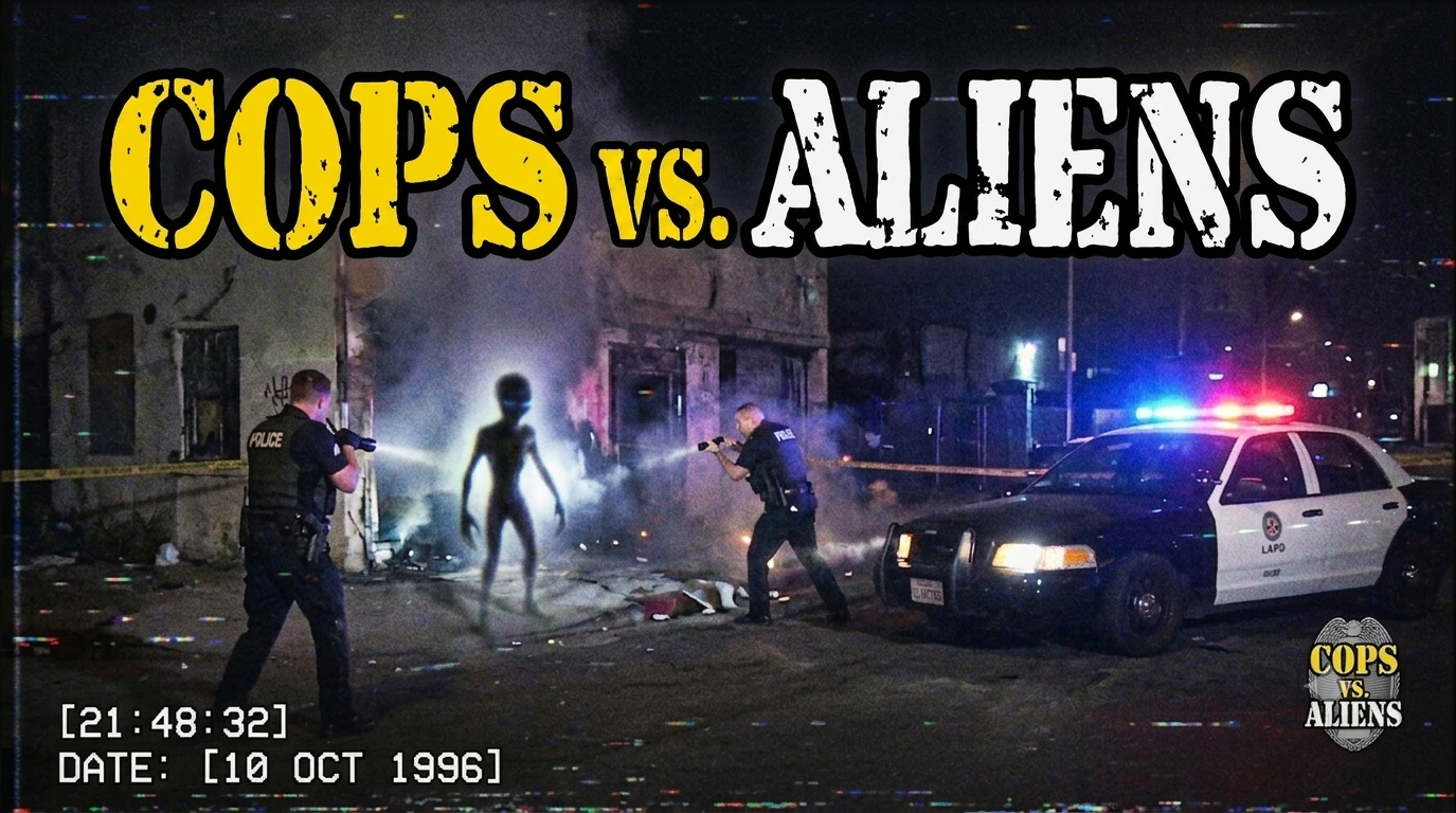 Cops vs Aliens key art — bodycam thriller set in Rosdalien